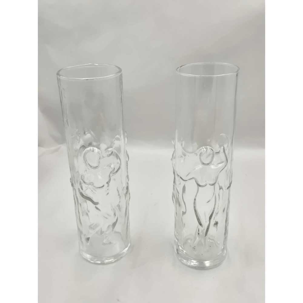 Lot Of 2 Libbey L'Homme Nude Hunk Highball Beer Vase Muscle Body Builder & Woman